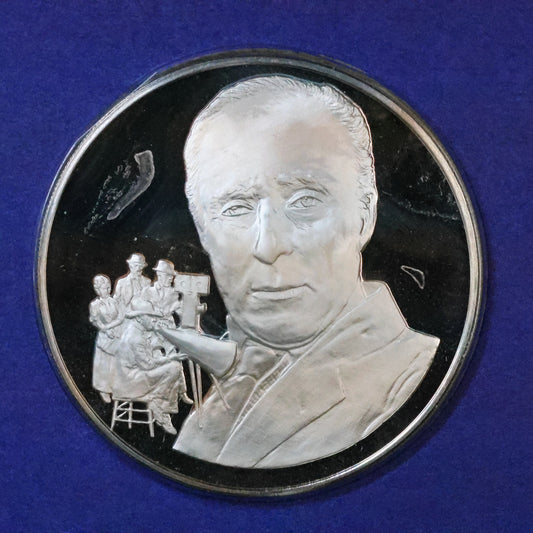 1975 Postmasters of America STERLING SILVER Art Round - No. 11 Motion Picture Pioneer D.W. Griffith