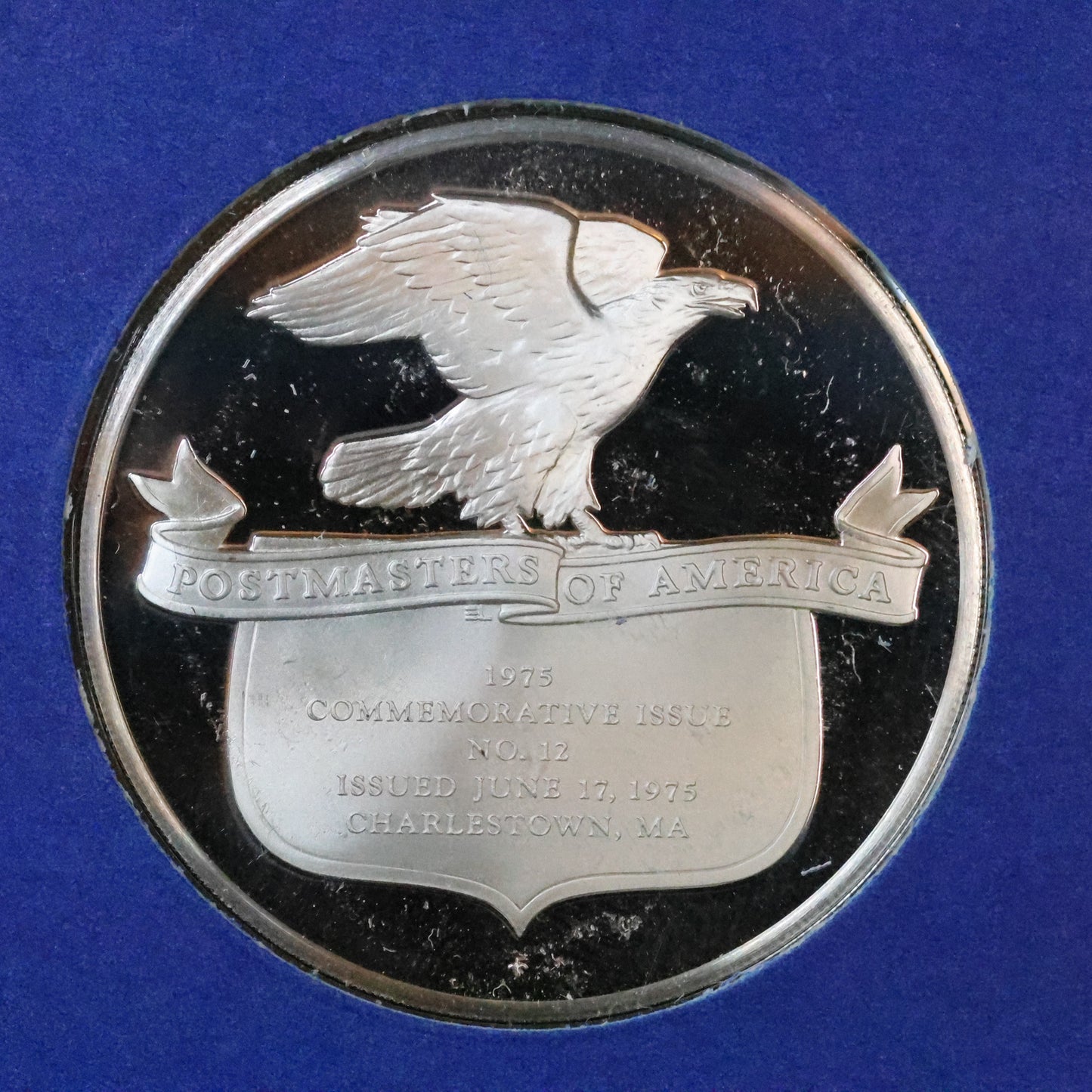 1975 Postmasters of America STERLING SILVER Art Round - No. 12 Battle of Bunker Hill