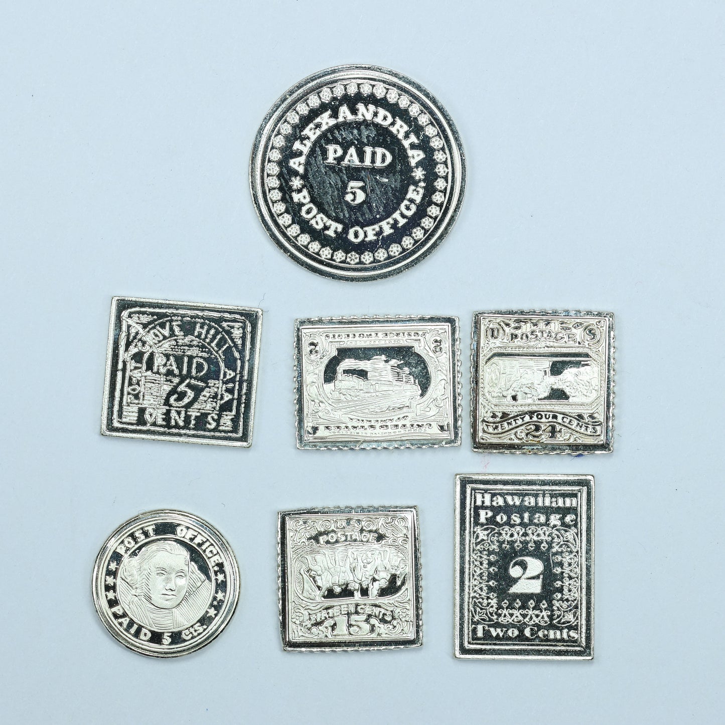 Franklin Mint Sterling Silver Miniature World Stamps - United States Hawaii