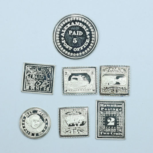 Franklin Mint Sterling Silver Miniature World Stamps - United States Hawaii