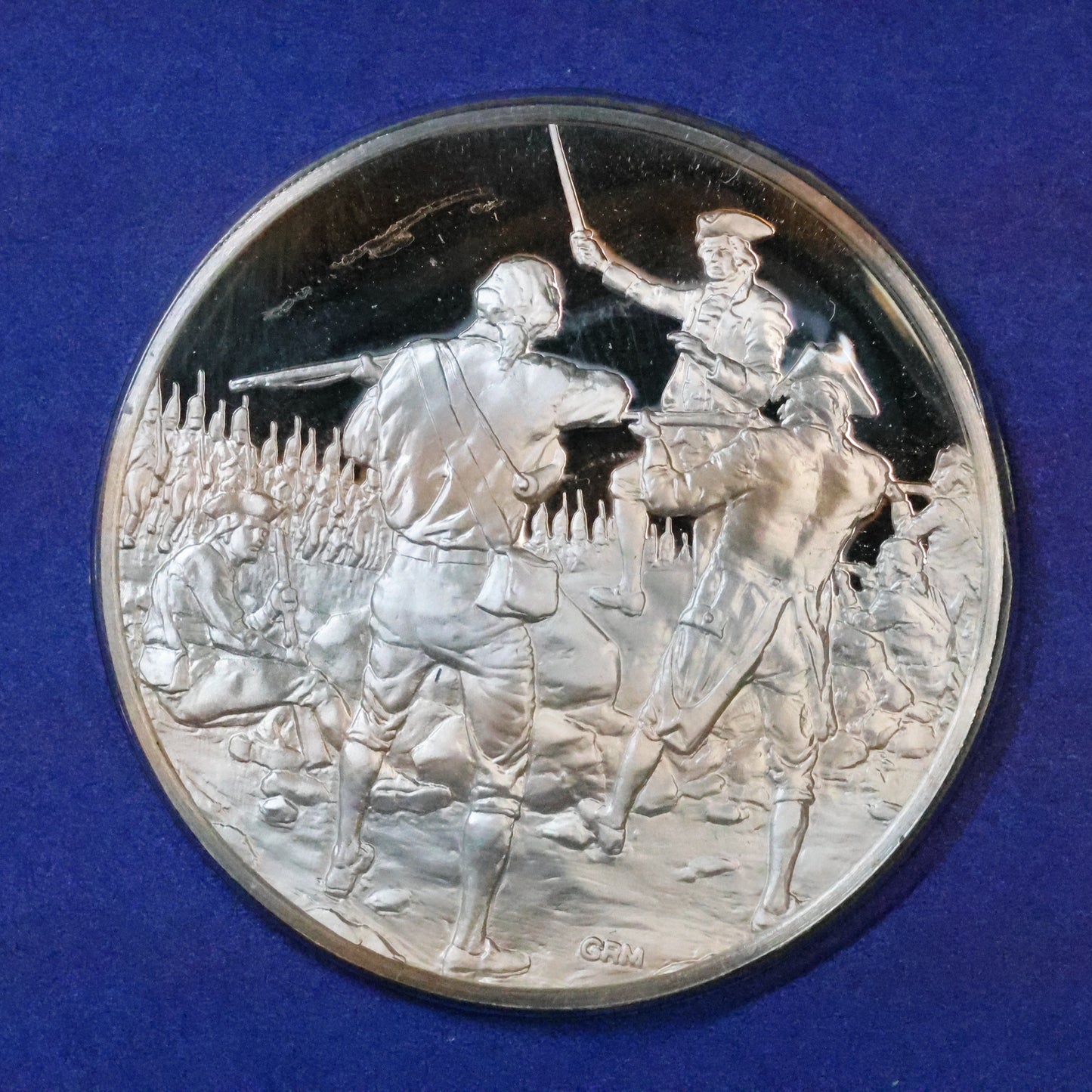 1975 Postmasters of America STERLING SILVER Art Round - No. 12 Battle of Bunker Hill