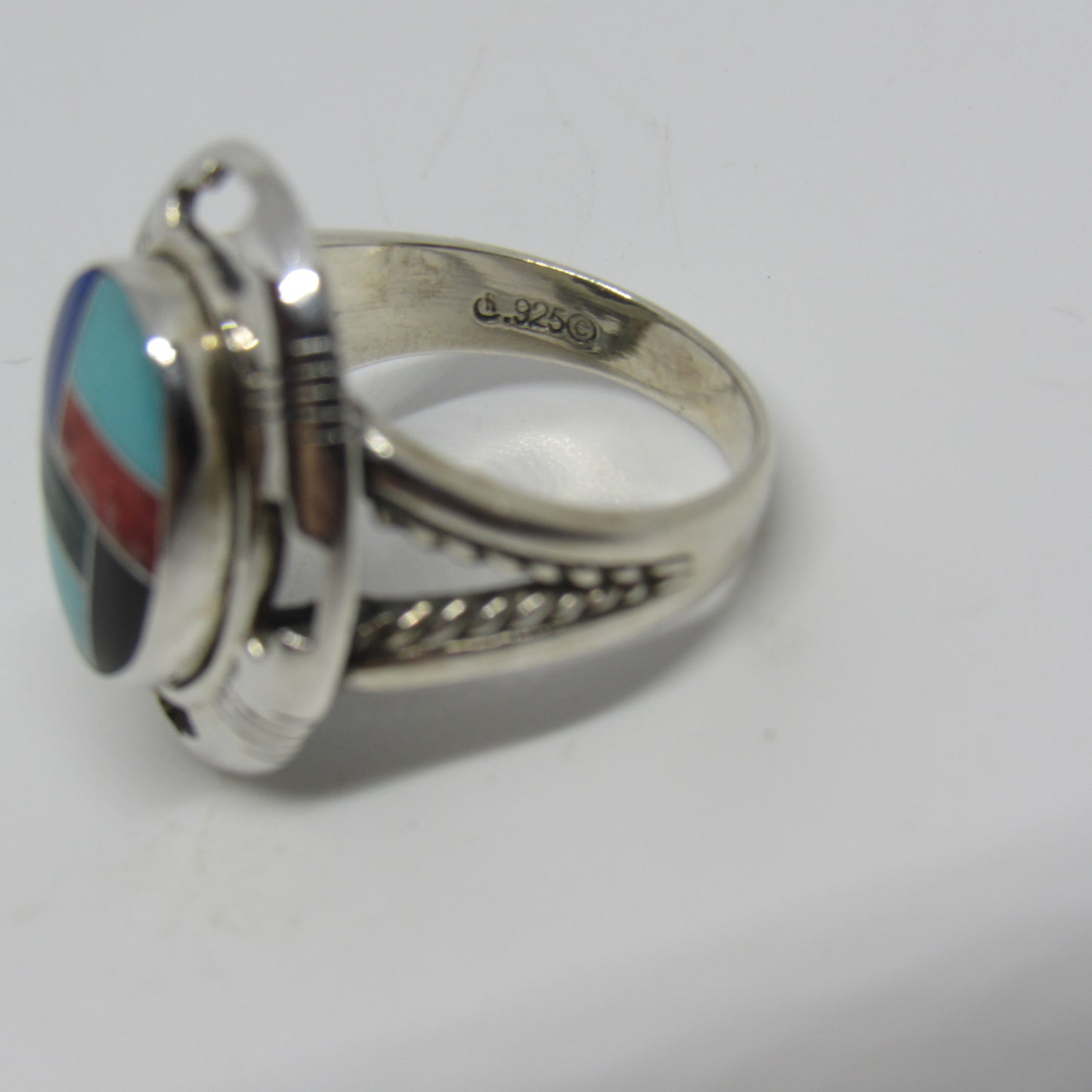 Carolyn Pollack Relios Turquoise Multi Stone Inlay Sterling Silver Ring - Sz 6