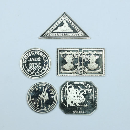 Franklin Mint Sterling Silver Miniature World Stamps - Cape of Good Hope British Guiana