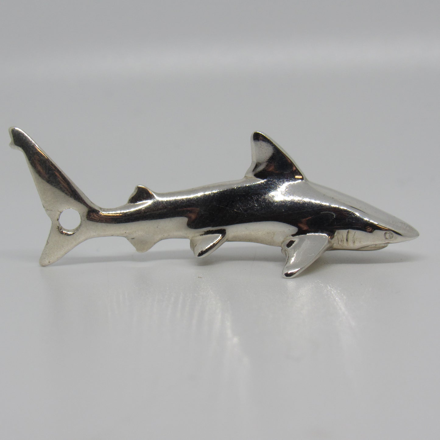 Sterling Silver Blue Shark Pendant By Joe Romeiro Big Blue - 2 inch