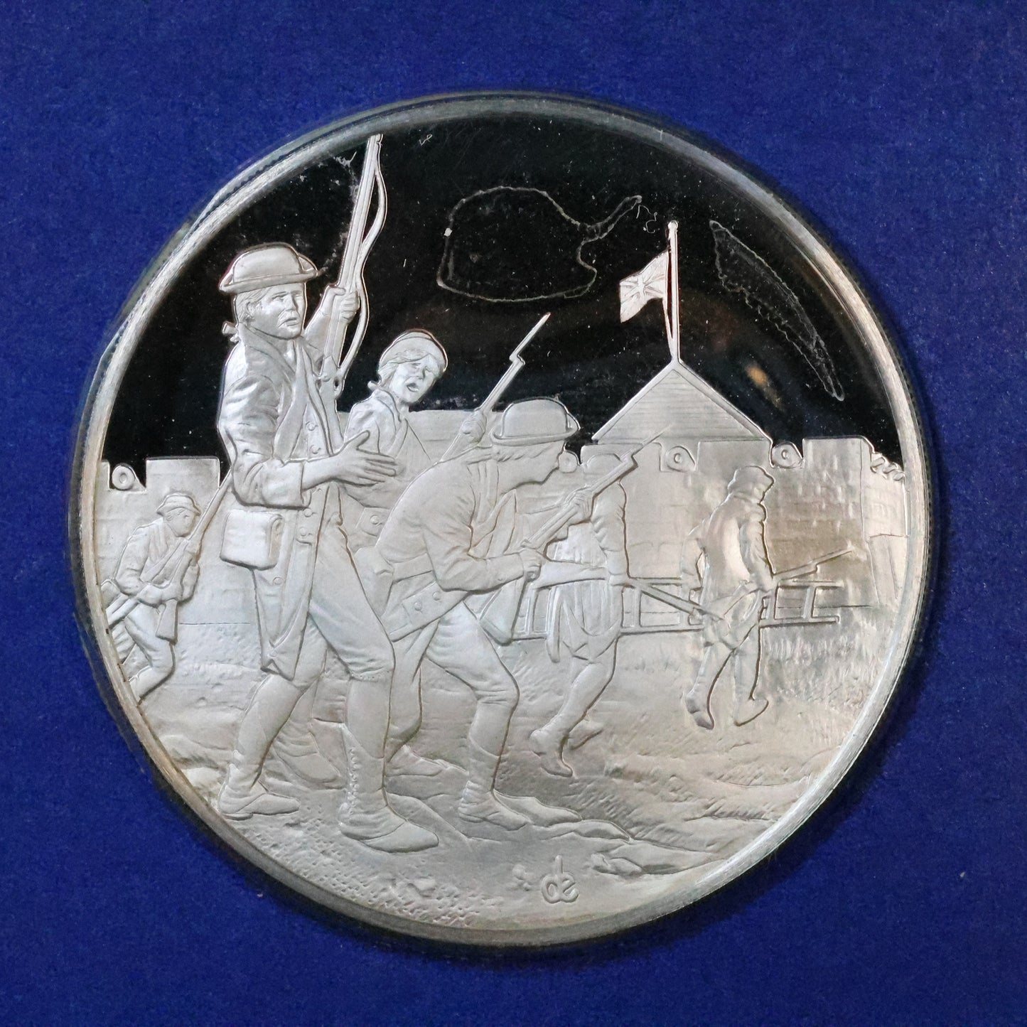 1975 Postmasters of America STERLING SILVER Art Round - No. 15 Continental Marines