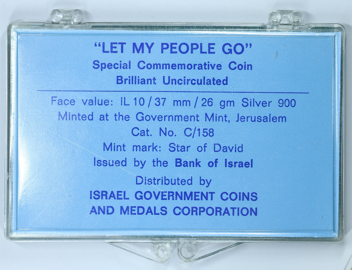 1971 ISRAEL .900 Silver 10 Lirot - Let My People Go - Coin and Pin
