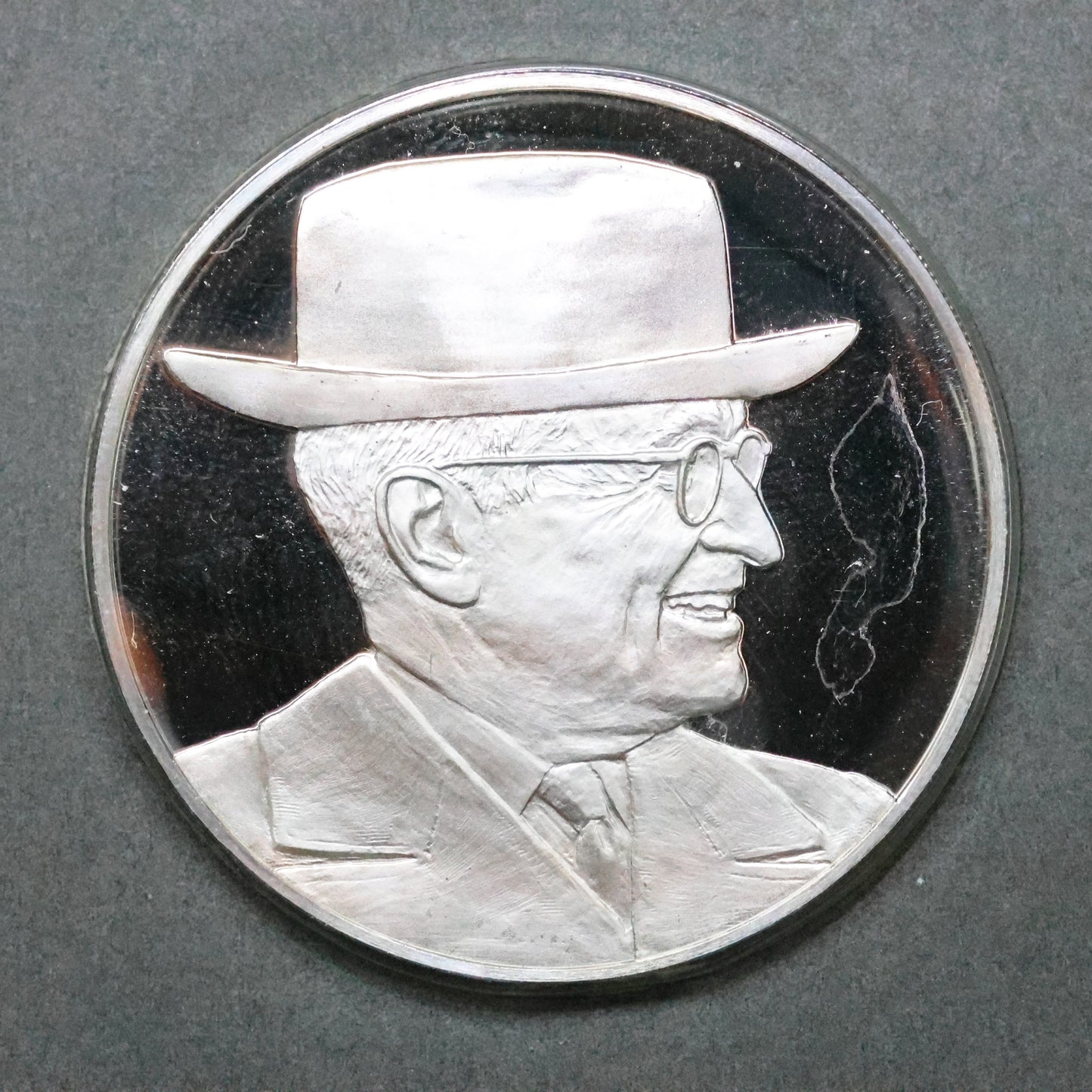 1973 Postmasters of America STERLING SILVER Art Round - President Harry S. Truman