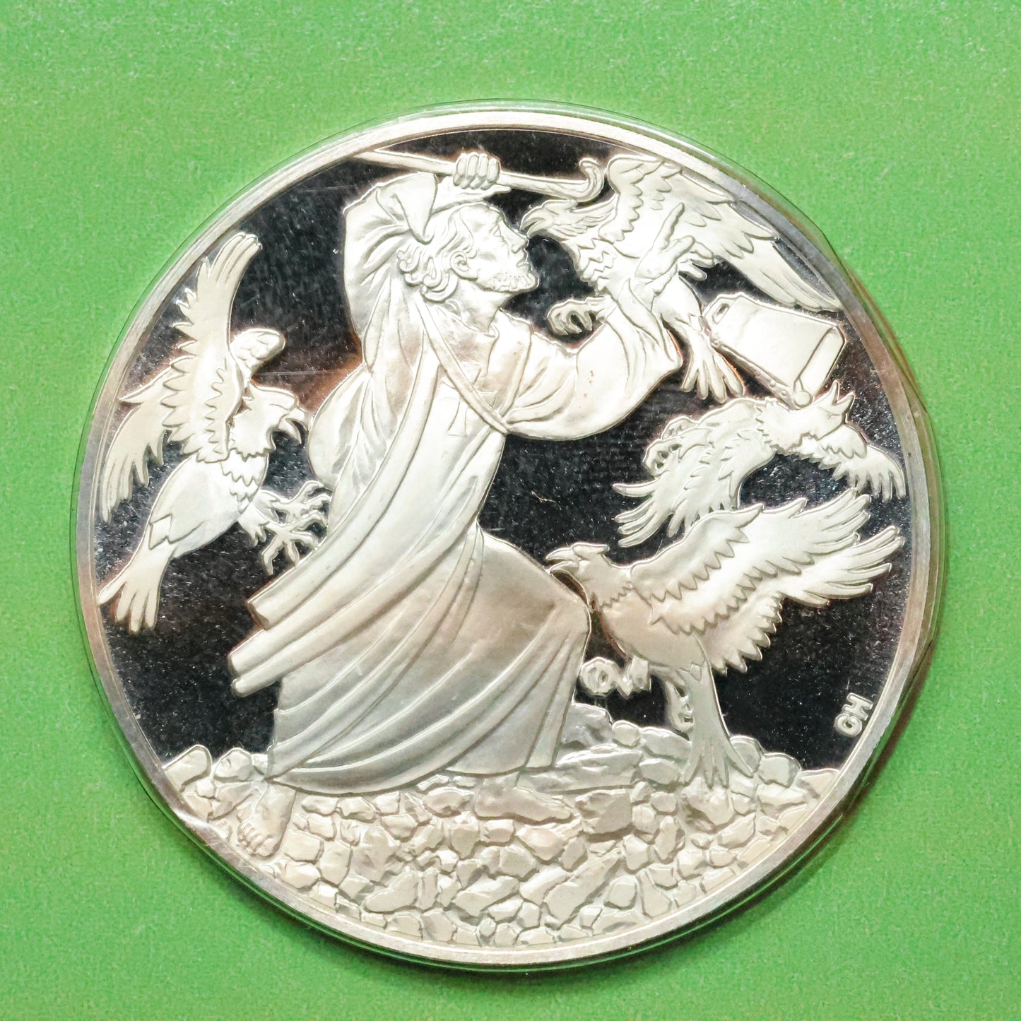 Franklin Mint Saint Patrick's Day STERLING SILVER Medals - Triumphs Over Devil's Demon