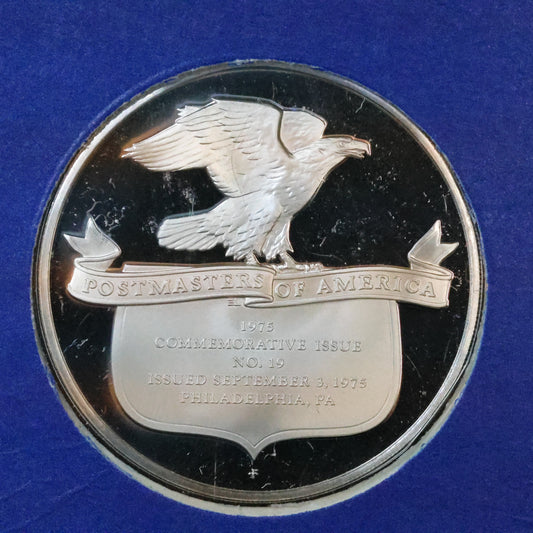1975 Postmasters of America STERLING SILVER Art Round - No. 19 U.S. Postal Service Bicentennial