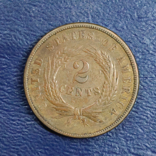 1864 2c Two Cent Piece Large Motto United States US Old Coin