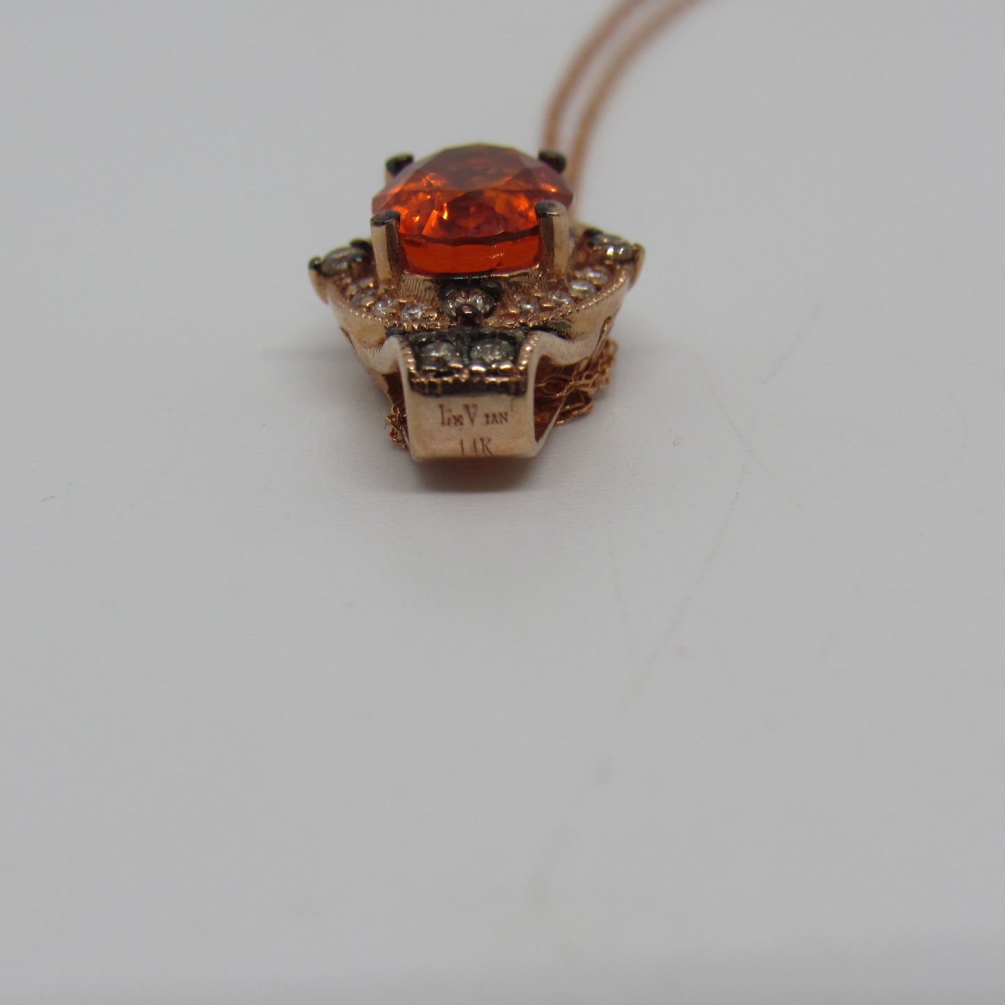 LeVian 14k Rose Gold Fire Opal Chocolate & Vanilla Diamond Pendant & Necklace - 18 in