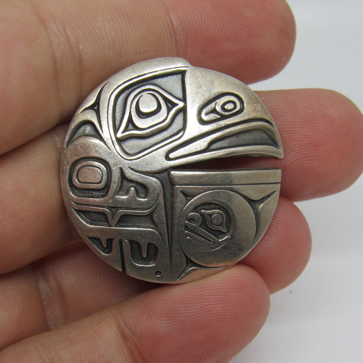 Odin Lonning Tlingit Overlay Sterling Silver Raven Bird Pendant - Metal Arts Group