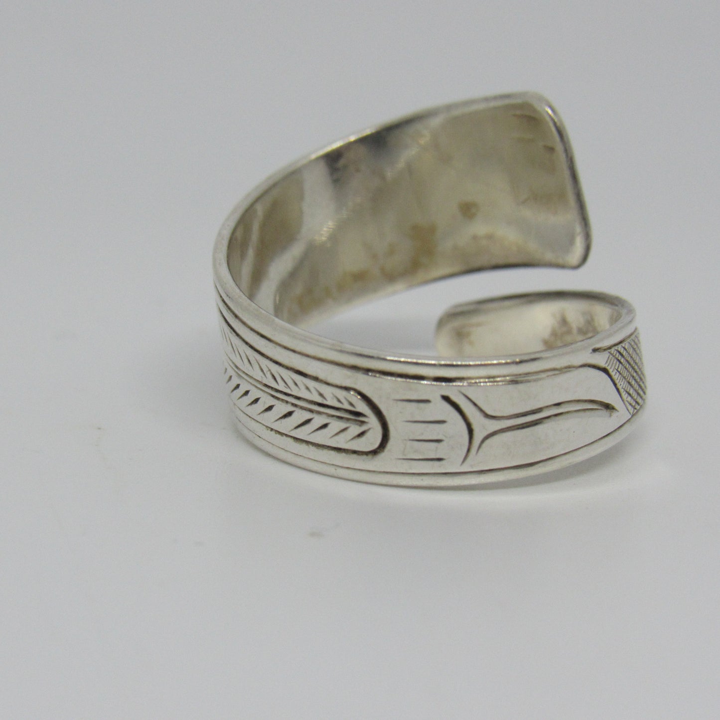 Mike Matilpi Sterling Silver 925 Carved Wrap Ring Eagle - Sz ~10