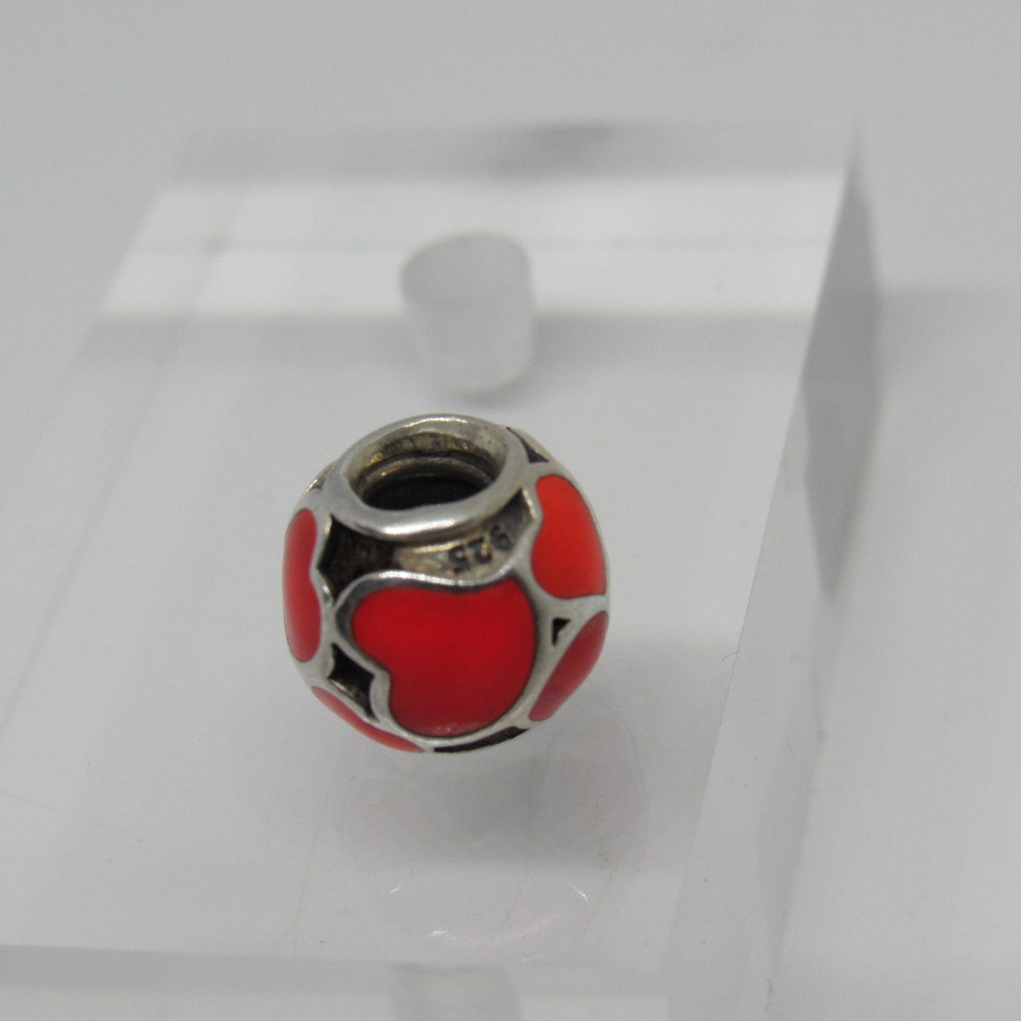 Pandora Sterling Silver Red Enamel Heart Charm #790436ER