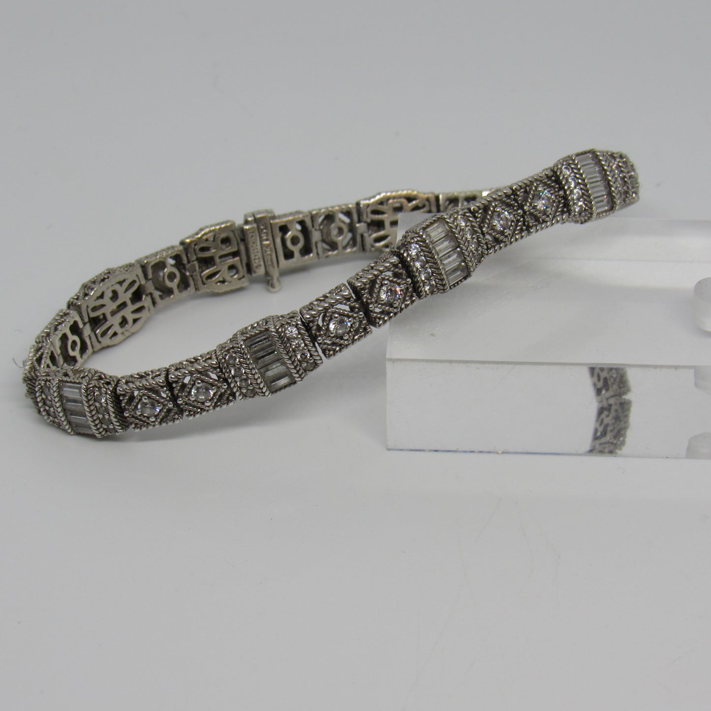 Judith Ripka Sterling Silver 925 Estate Diamonique Tennis Bracelet - 7 inch