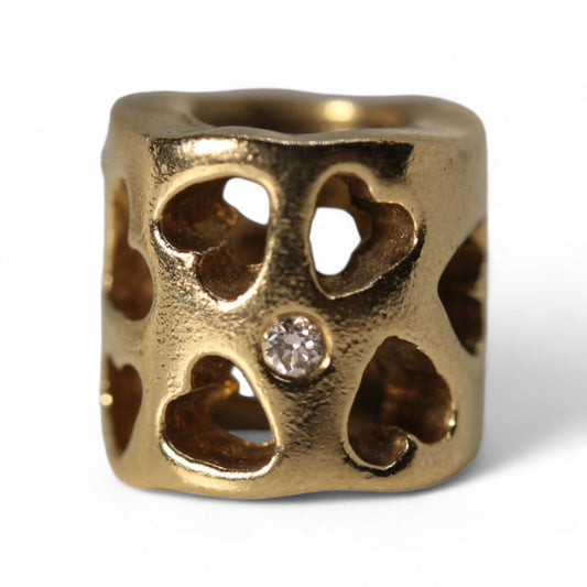Pandora 14k Gold Tunnel Of Love Diamond Charm Bead Retired #750275D