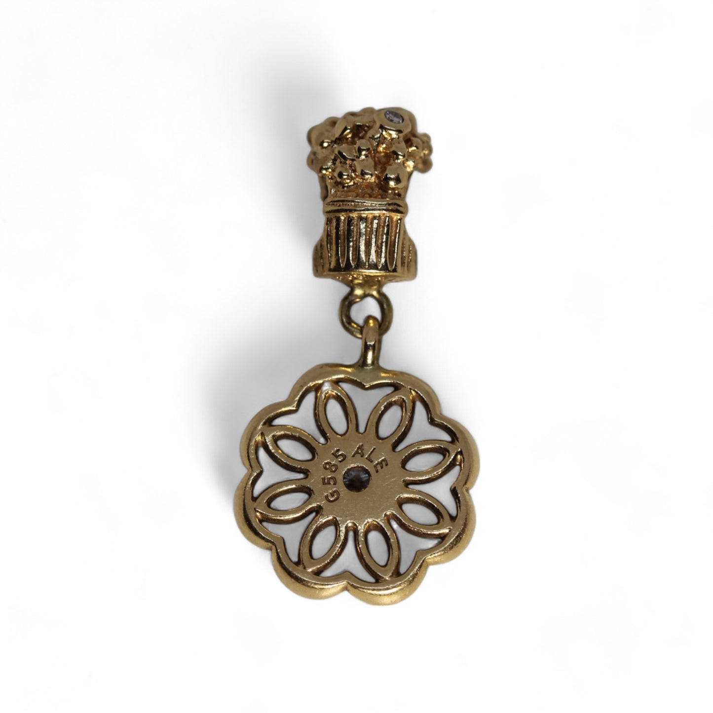 Pandora 14k Gold Love Bouquet & Gold Radiance Pendant Custom Charm #750446D & #350175D
