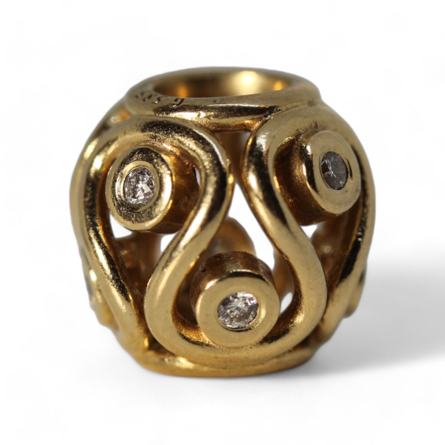 Pandora 14k Yellow Gold & Diamond Destiny Charm Bead  #750471D