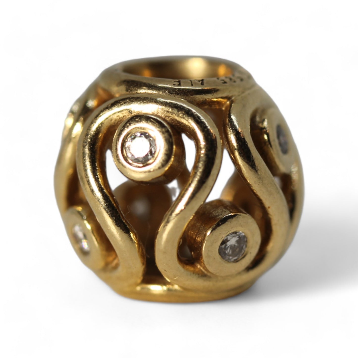 Pandora 14k Yellow Gold & Diamond Destiny Charm Bead  #750471D