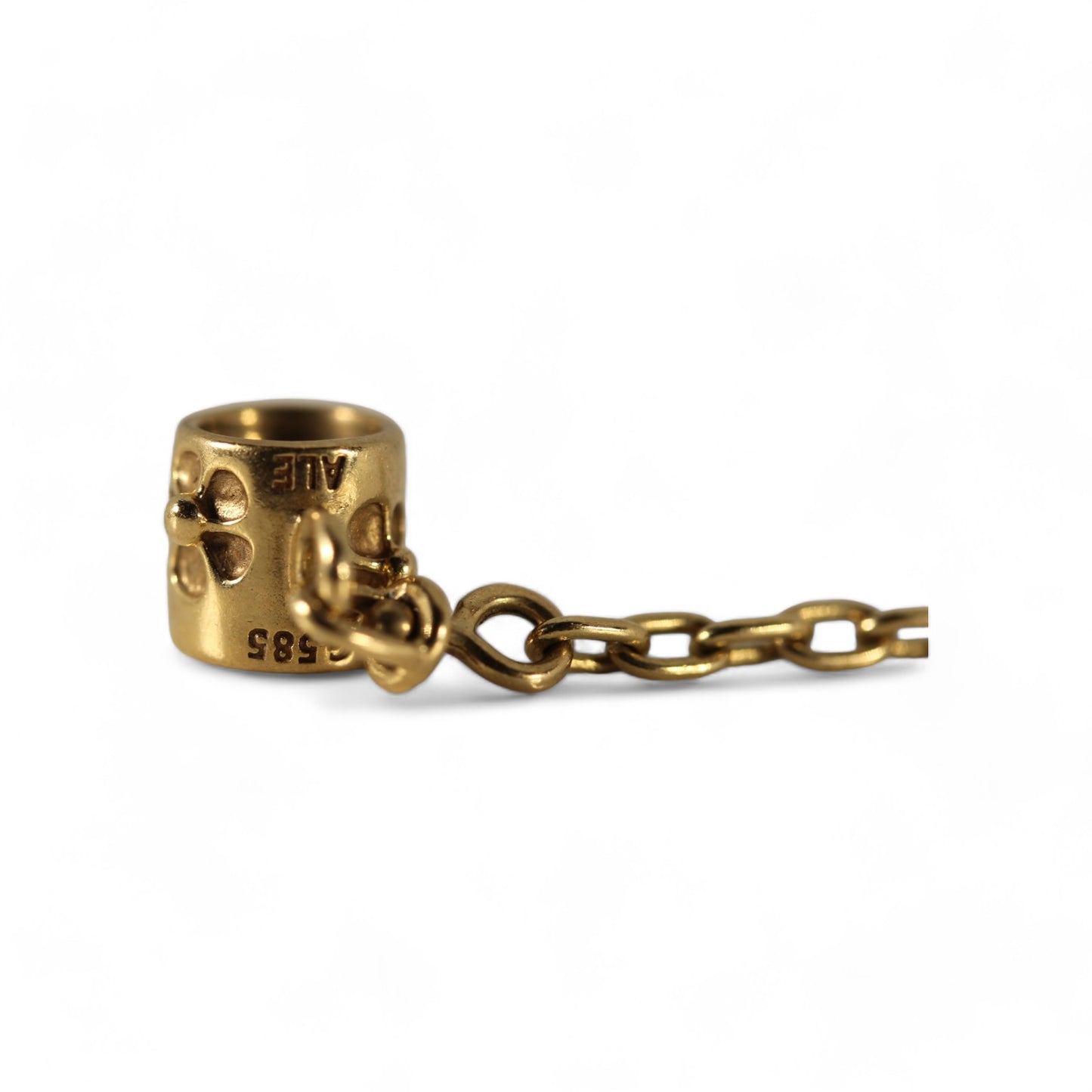 Pandora 14k Yellow Gold Flower Safety Chain Charm Bead #750312-05