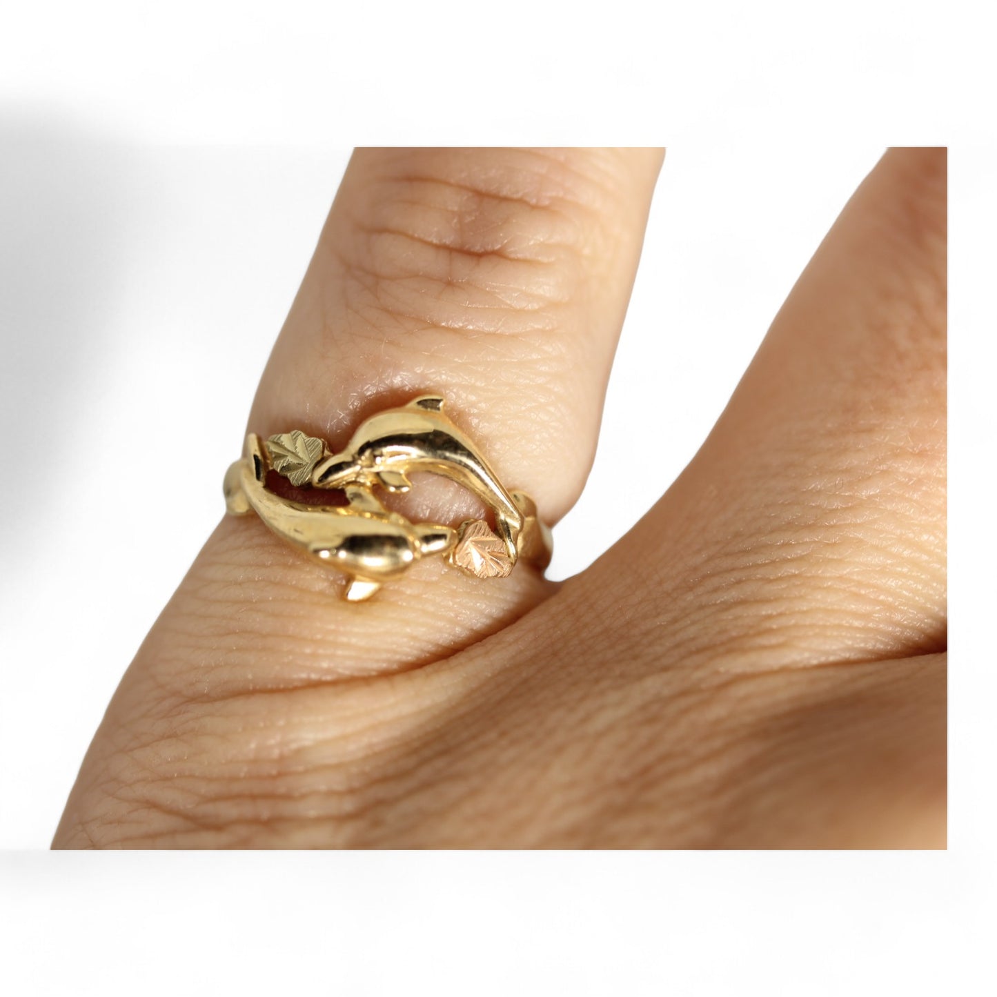 10k Multitone Gold Black Hills Gold Dakota West Designs Dolphin Ring - Sz 5.25