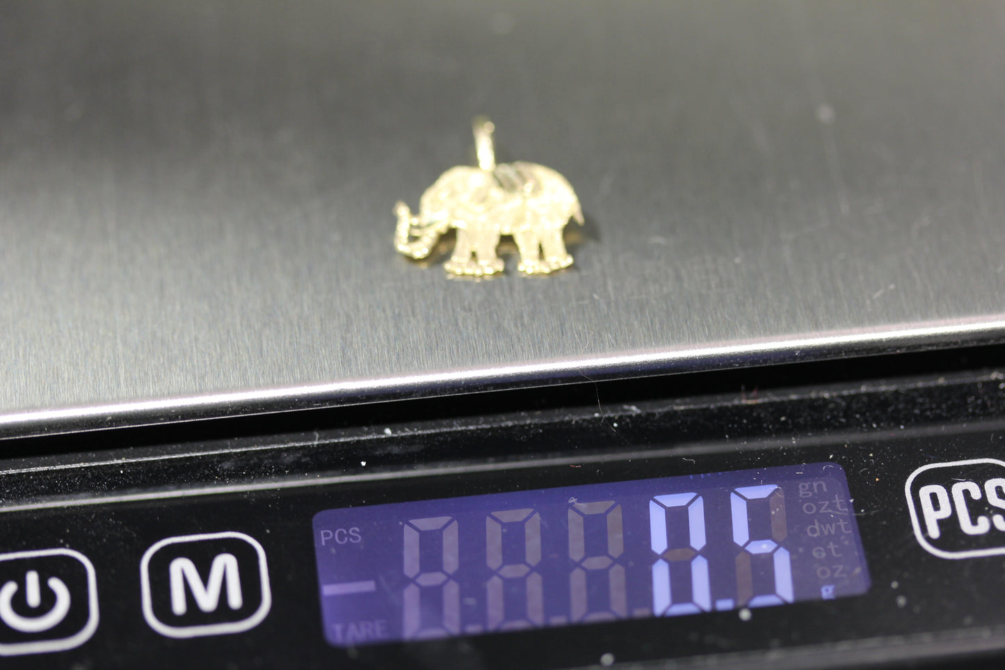 14k Yellow Gold Small Elephant Pendant Charm ~.5"