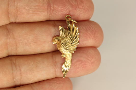 14k Yellow Gold Bird Parrot Pendant Charm