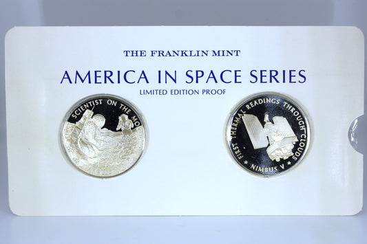 Franklin Mint 925 Sterling Silver America in Space - Apollo 17 & Nimbus V