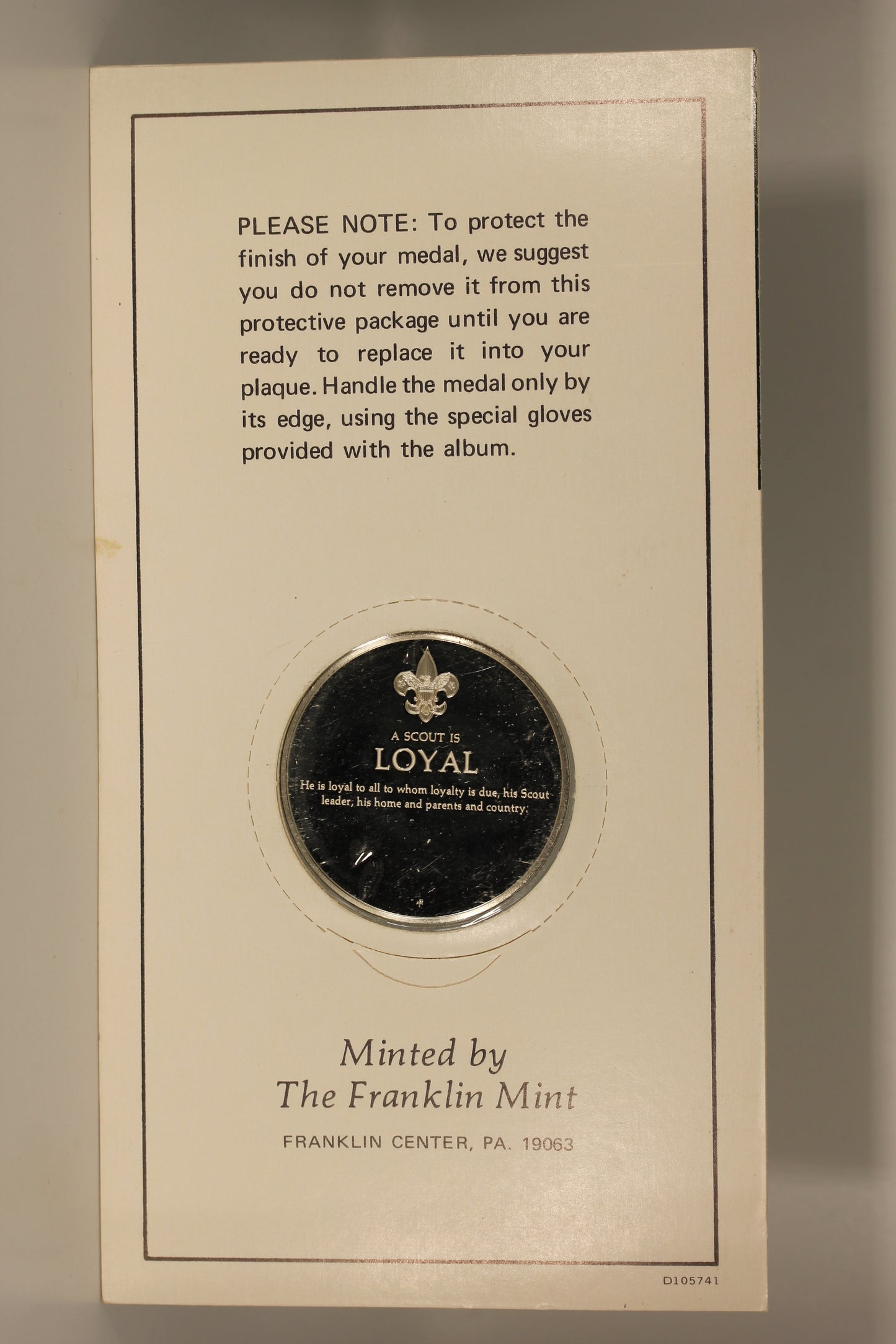 Norman Rockwell Spirit of Scouting Sterling Silver Proof Medal - Loyal