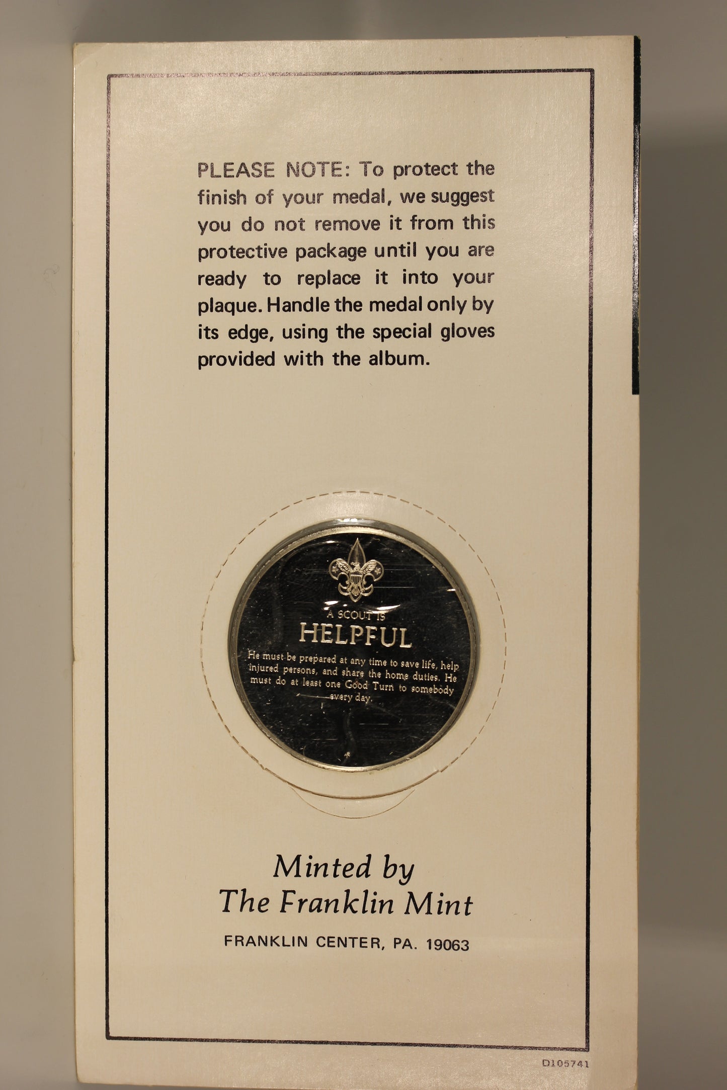 Norman Rockwell Spirit of Scouting Sterling Silver Proof Medal - Helpful