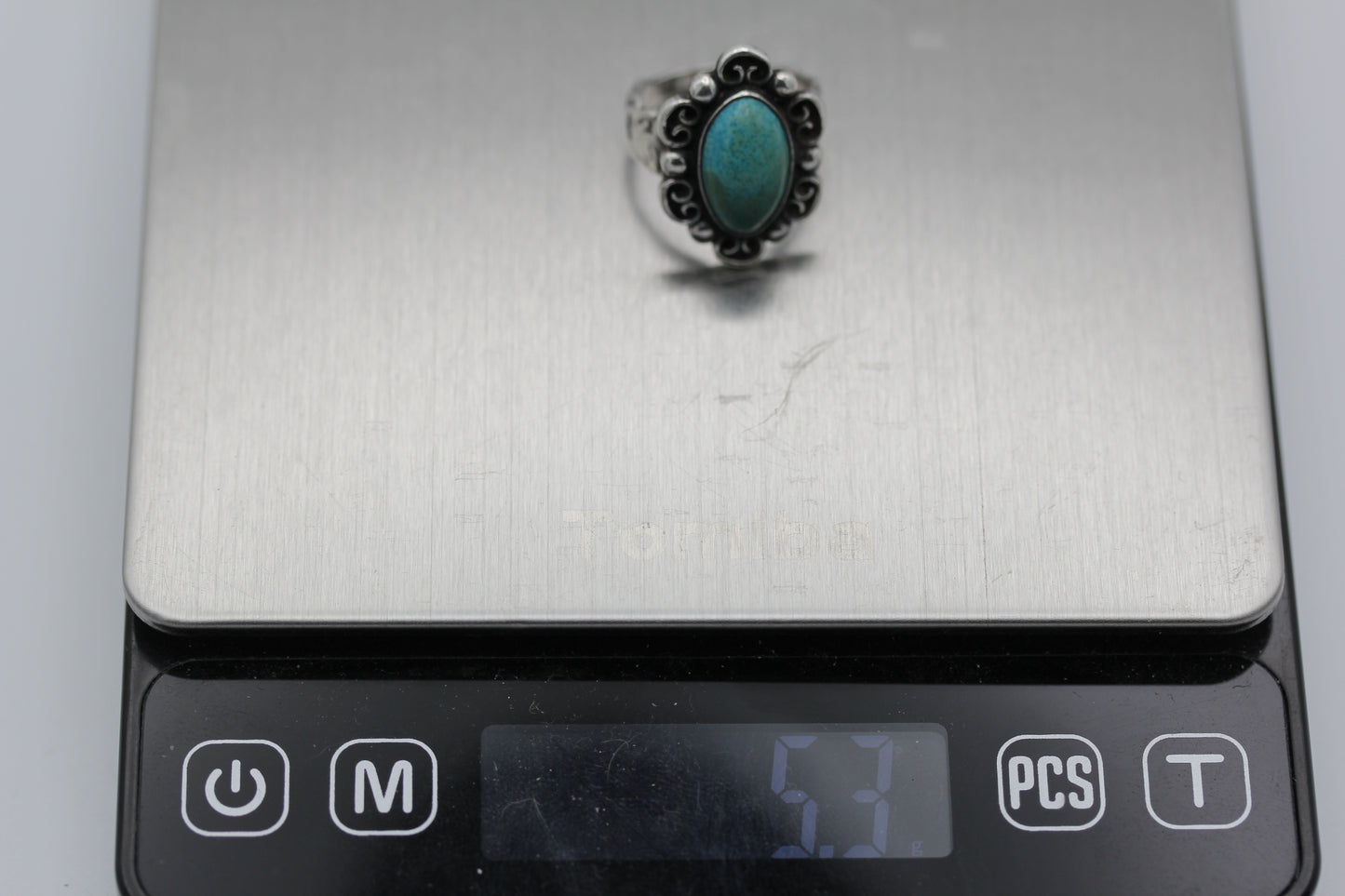 Vintage Abraham Tobias Sterling Silver Mexico Turquoise Ring - Sz 4.25