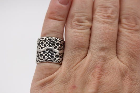 Silpada Sterling Silver 925 Israel Eternal Tree Wide .75 Inch Ring - Sz ~5.75