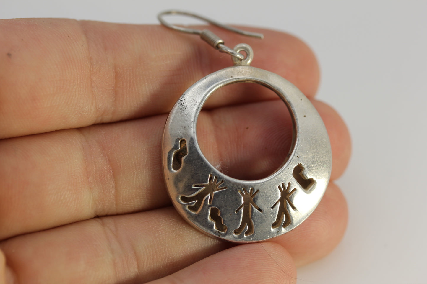 Vintage ACT Taxco Mexico TC-24 925 Sterling Silver Cut-Out Dangle Earrings 18.1 g