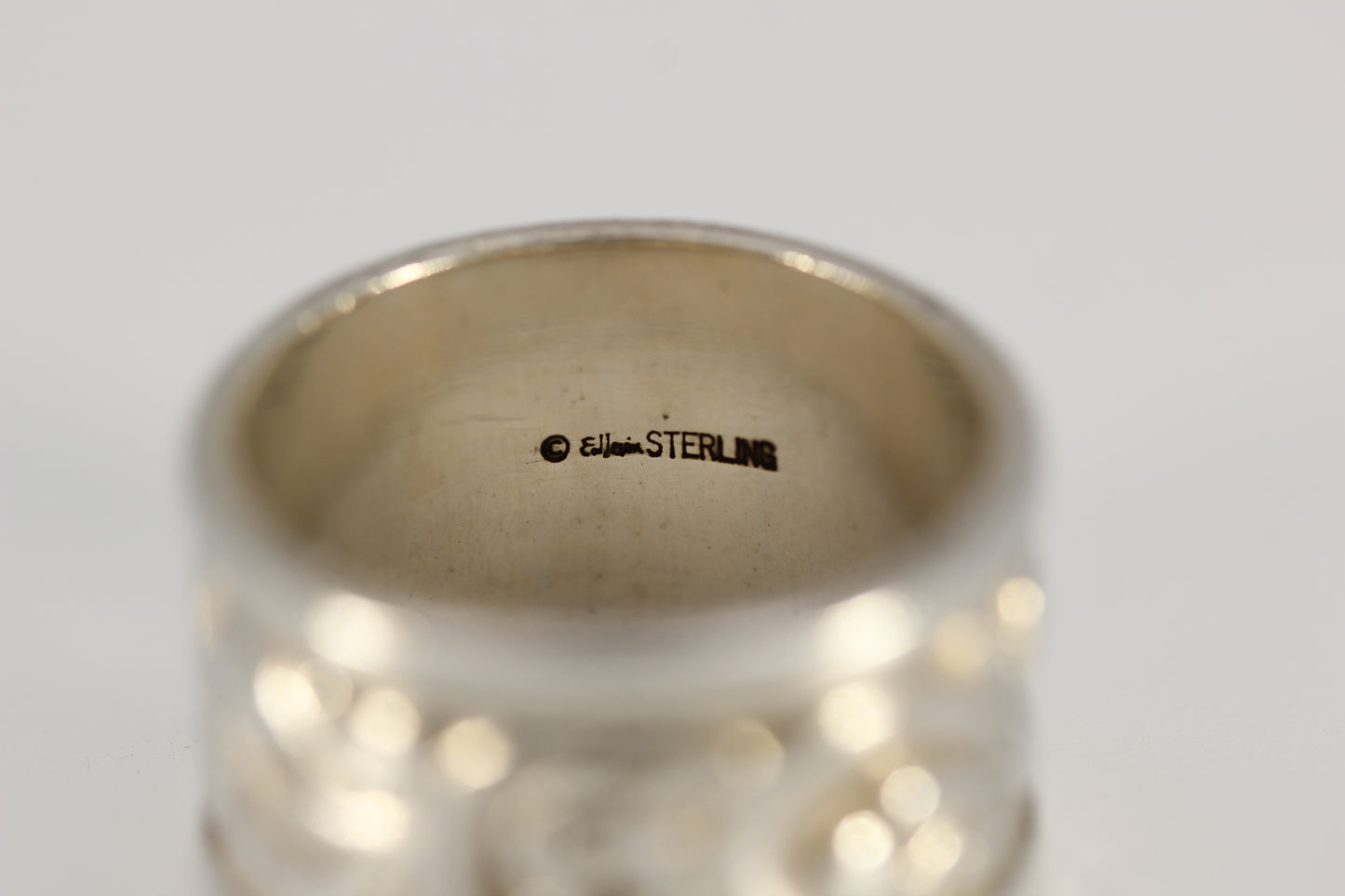 Vintage Sterling Silver 925 Ed Levin Wide Band Scroll Flower Ring Size 7.25