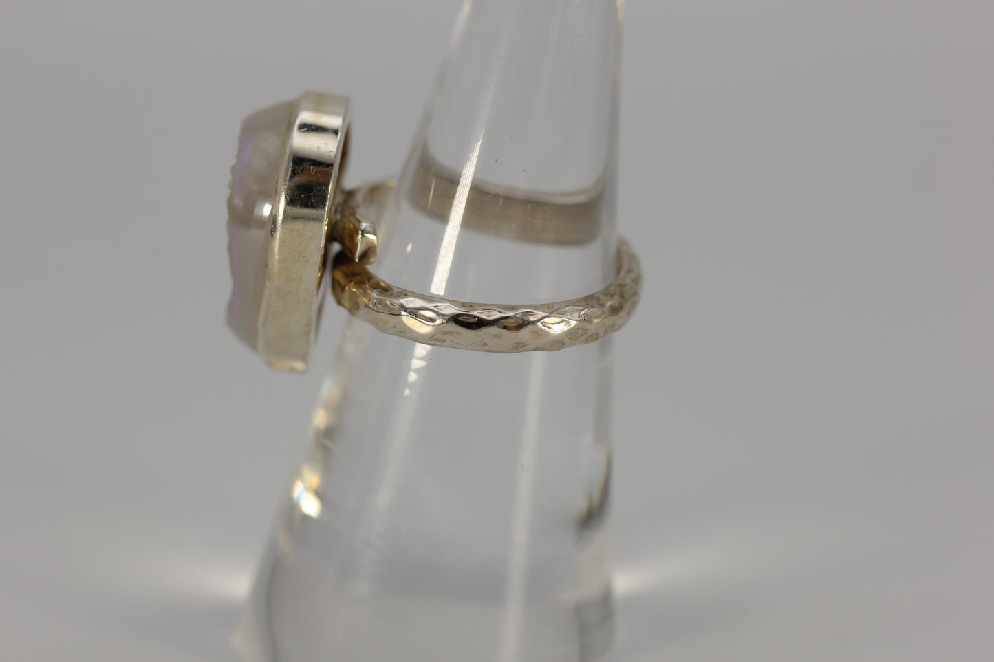 Starborn Sterling Silver 925 Pear Shaped White Druzy Quartz Ring - Sz 6.5