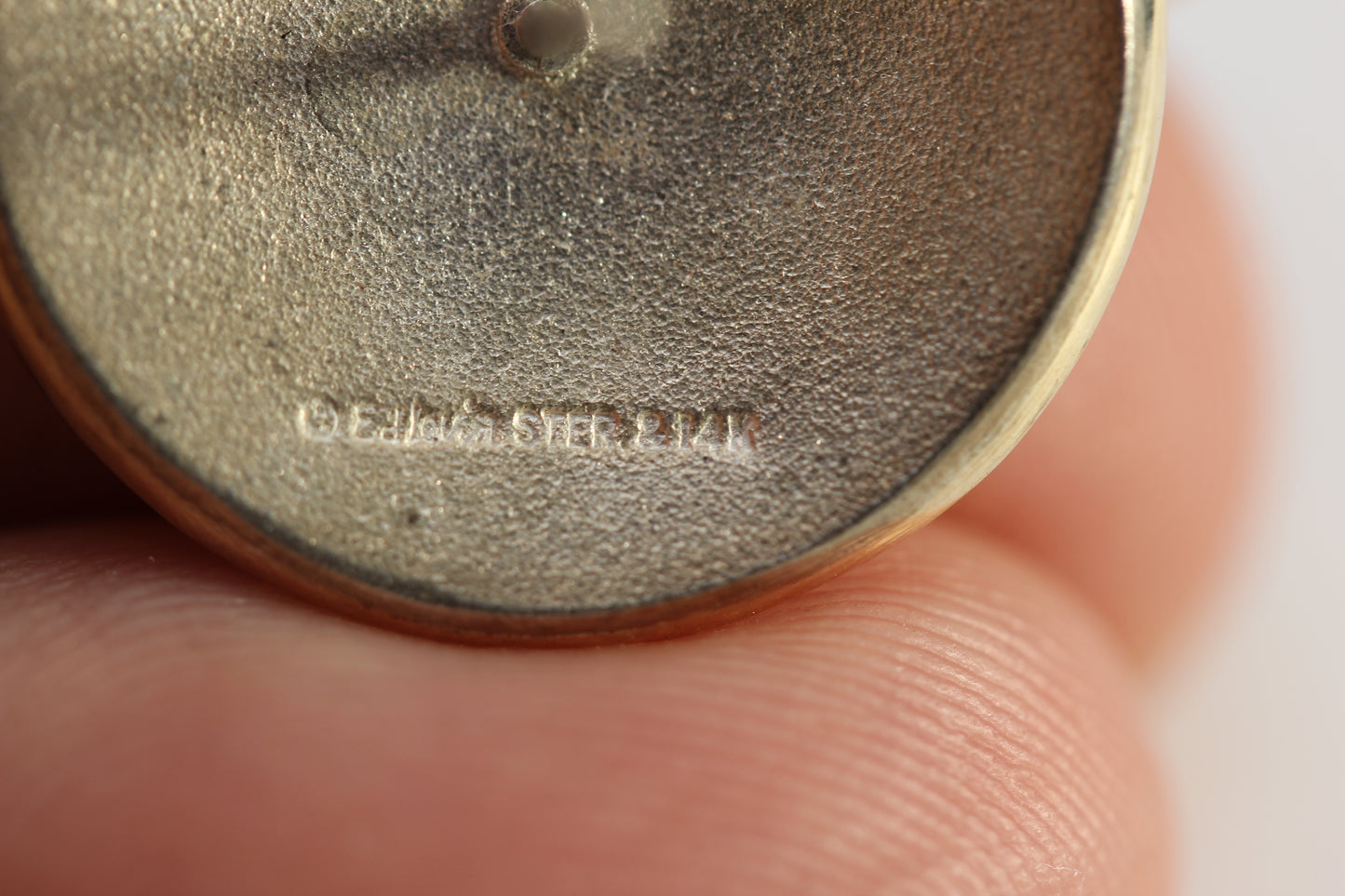 Vintage Ed Levin Sterling Silver 925 & 14k Yellow Gold Round Stud Earrings NO BACKS