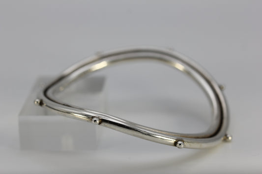 Vintage Ed Levin Sterling Silver 925 Wavy Beaded Bracelet - ~7 inch 21 g