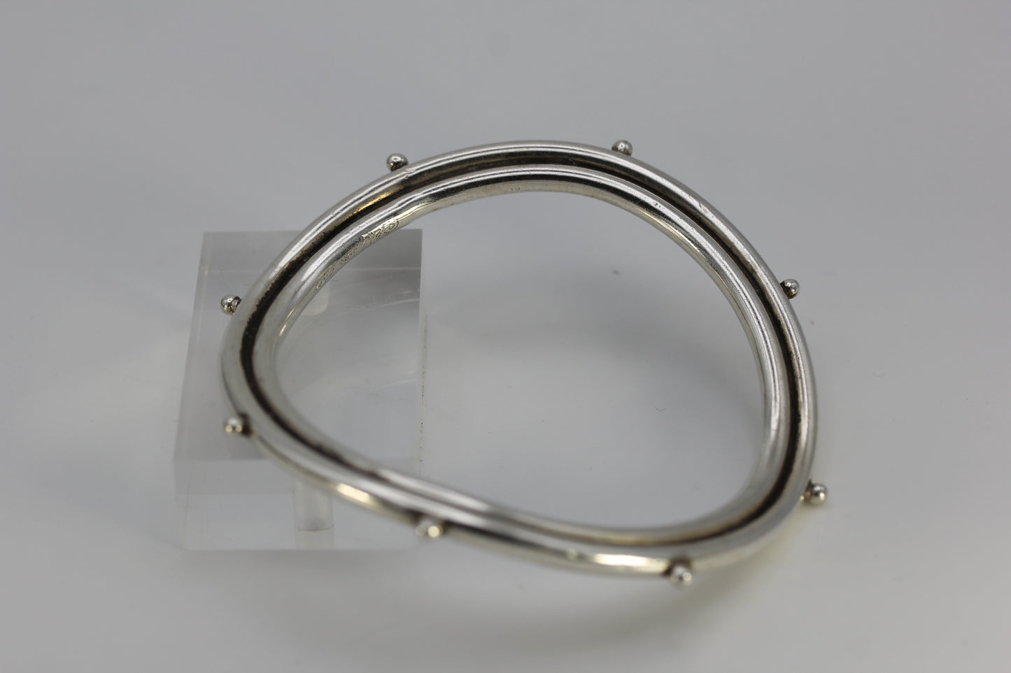 Vintage Ed Levin Sterling Silver 925 Wavy Beaded Bracelet - ~7 inch 21 g