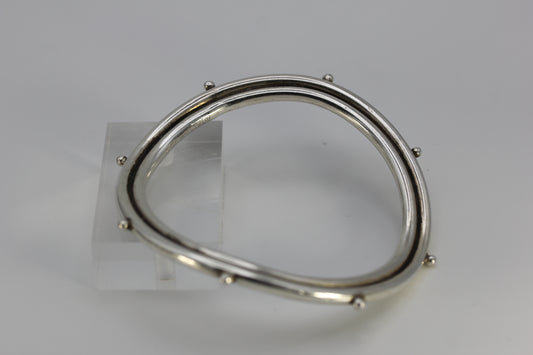 Vintage Ed Levin Sterling Silver 925 Wavy Beaded Bracelet - ~7 inch 21 g