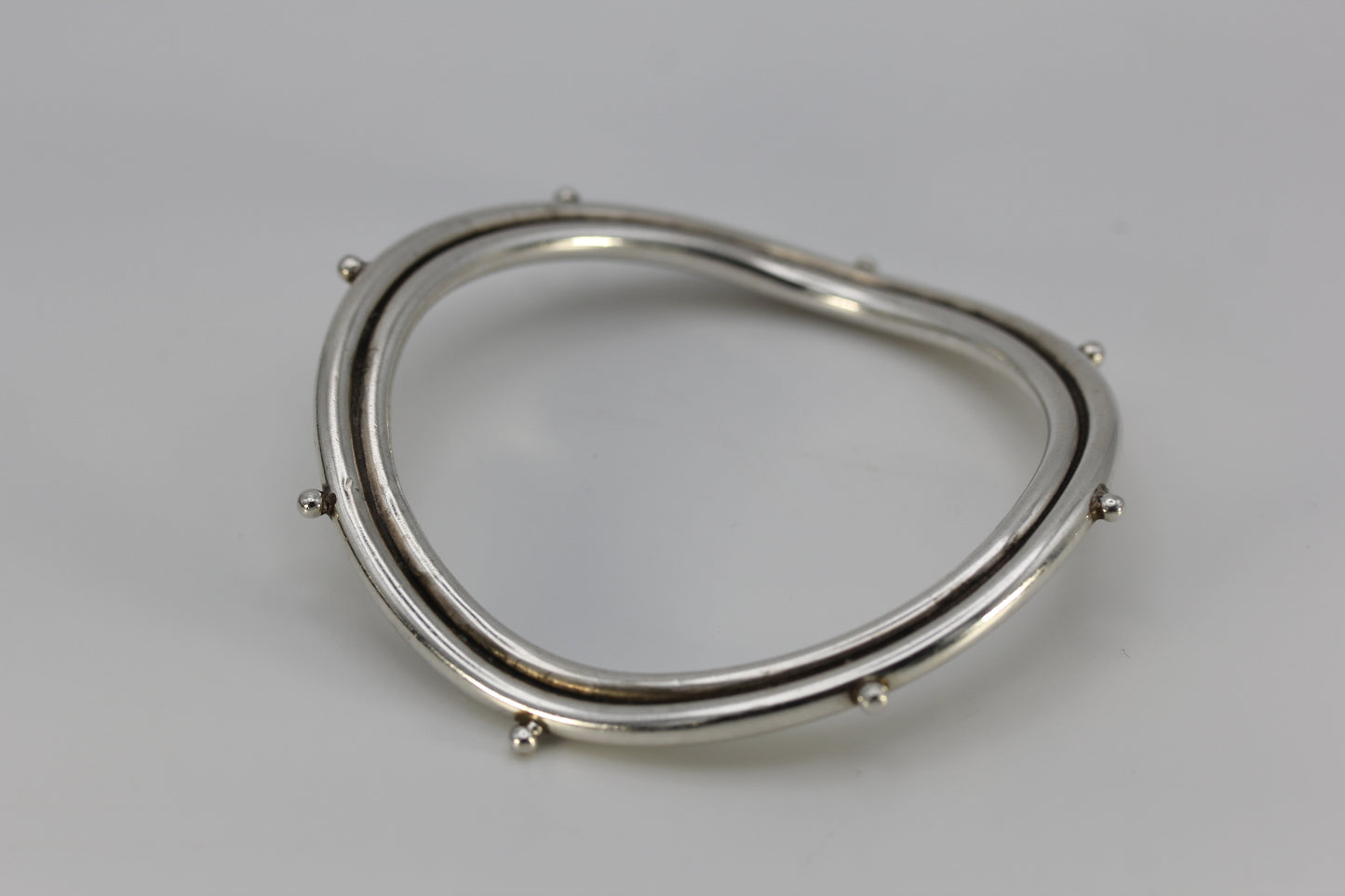 Vintage Ed Levin Sterling Silver 925 Wavy Beaded Bracelet - ~7 inch 21 g