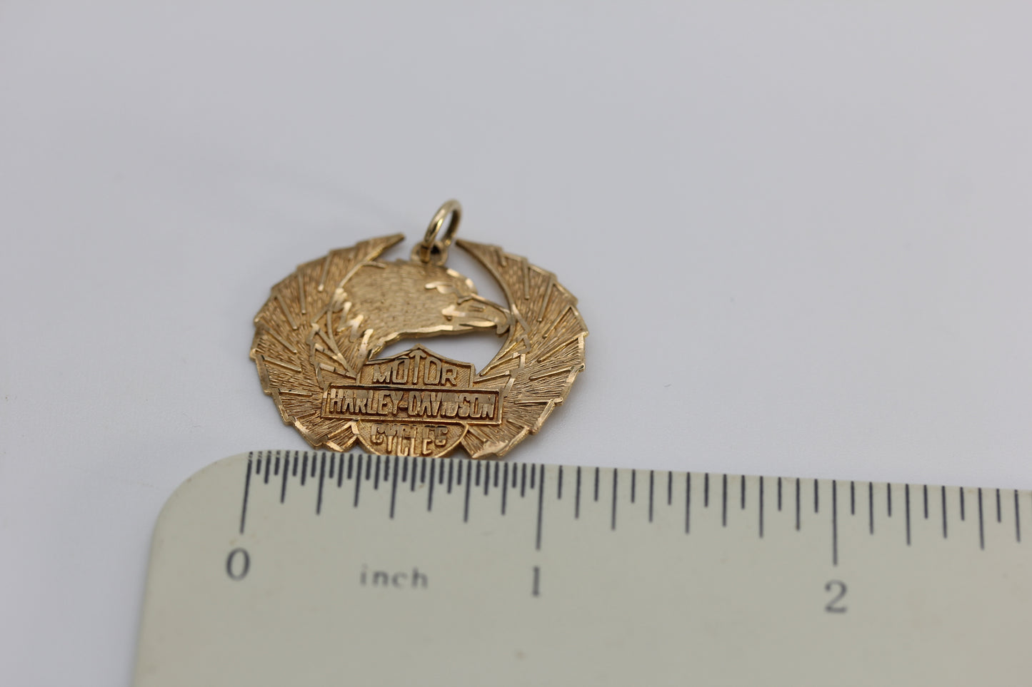10k Yellow Gold Harley Davidson Cycles w/ Eagle Pendant Charm 2.8 grams