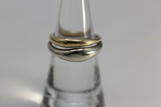 Vintage Ed Levin Sterling Silver 925 & 14k Yellow Gold Ring Size 6, 5.7 grams