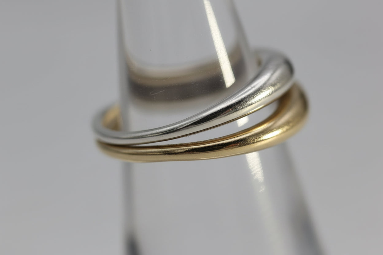 Vintage Ed Levin Sterling Silver 925 & 14k Yellow Gold Ring Size 6, 5.7 grams