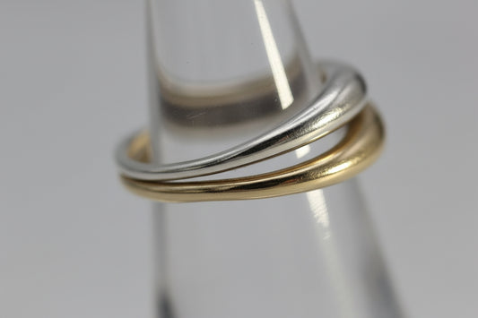 Vintage Ed Levin Sterling Silver 925 & 14k Yellow Gold Ring Size 6, 5.7 grams