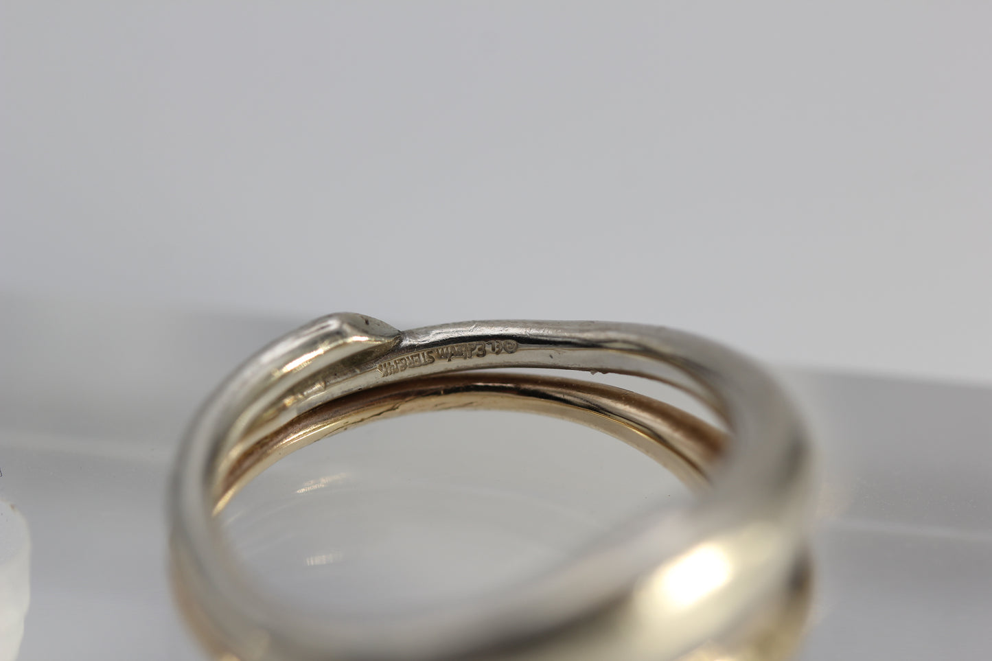 Vintage Ed Levin Sterling Silver 925 & 14k Yellow Gold Ring Size 6, 5.7 grams