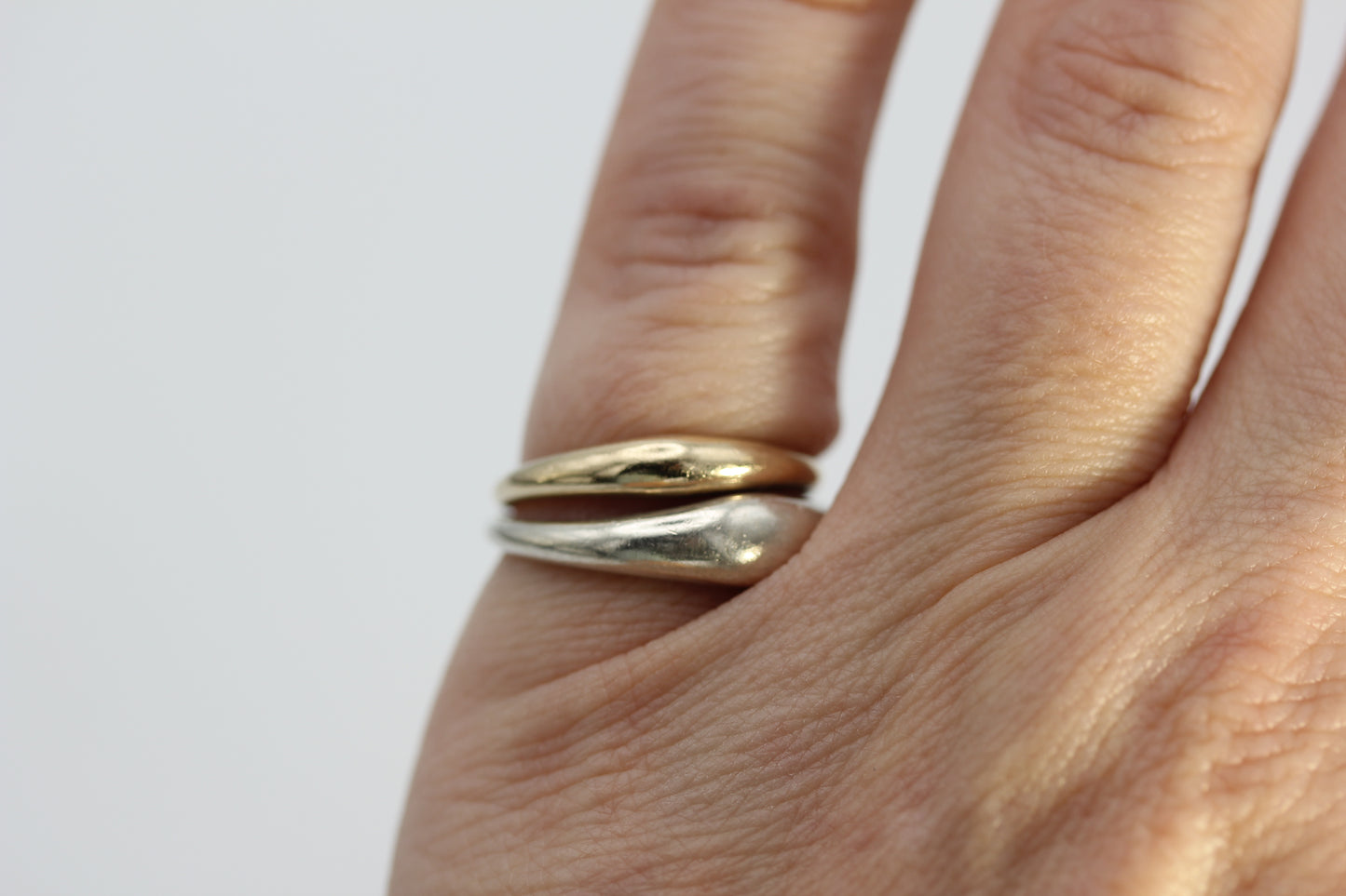 Vintage Ed Levin Sterling Silver 925 & 14k Yellow Gold Ring Size 6, 5.7 grams