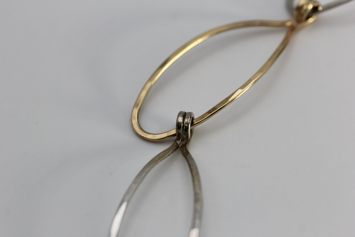 Vintage Ed Levin 14k Yellow Gold & Sterling Silver 925 Oval Link Necklace 18 inch 19.6 gr