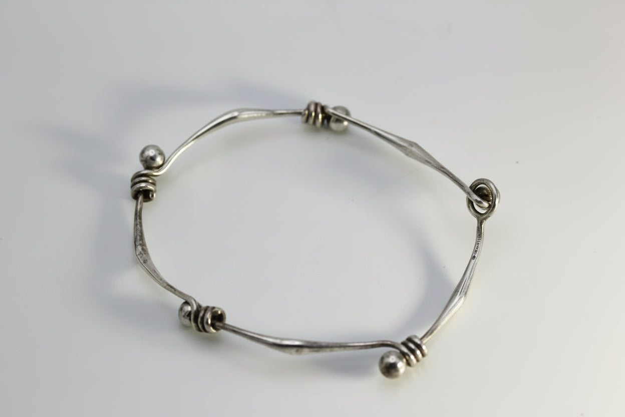 Vintage Ed Levin Sterling Silver 925 Modernist Slide Bar Bracelet ~7.5 inch 7.4 grams