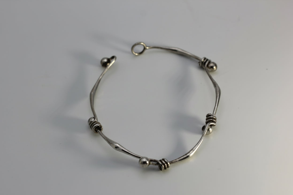 Vintage Ed Levin Sterling Silver 925 Modernist Slide Bar Bracelet ~7.5 inch 7.4 grams