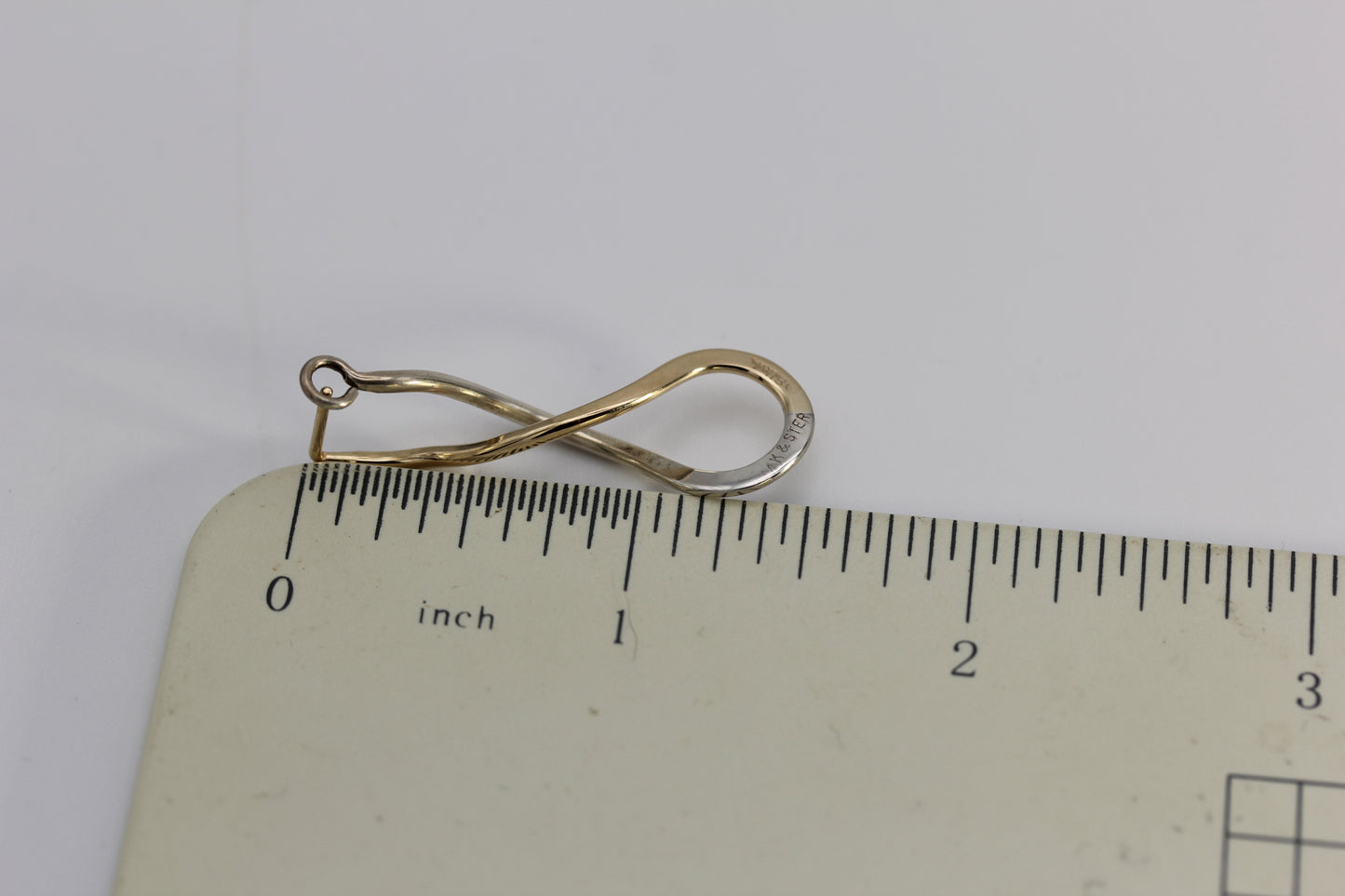 Vintage Ed Levin Sterling Silver 925 & 14k Yellow Gold Endless Braid Pierced Earrings 1.5 in